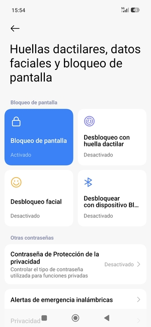 El teléfono ha sido asegurado con un bloqueo de pantalla