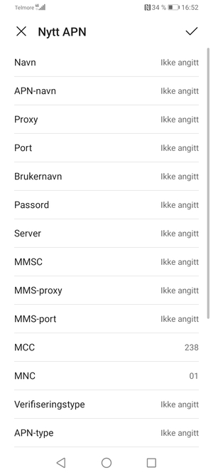 Skriv inn internett-informasjon