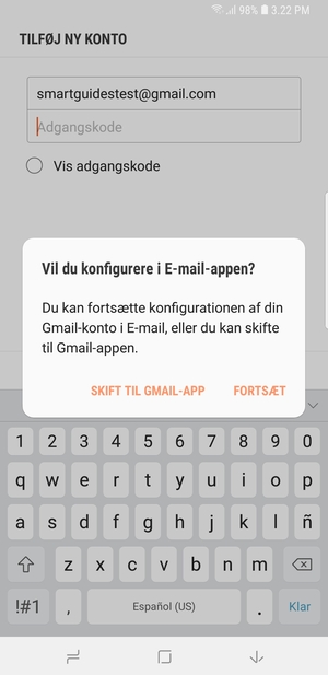 Vælg FORTSÆT