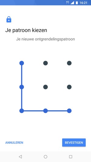 Teken het ontgrendelingspatroon nogmaals en selecteer BEVESTIGEN