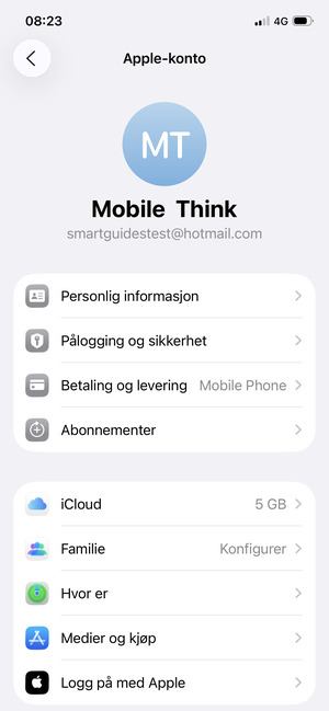 Velg iCloud