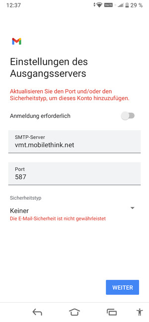 Wählen Sie WEITER