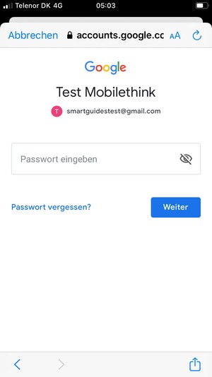 Geben Sie Ihre Passwort ein und wählen Sie Weiter