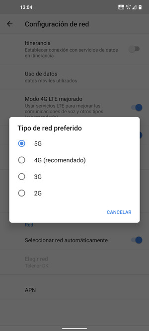 Seleccione la opción deseada