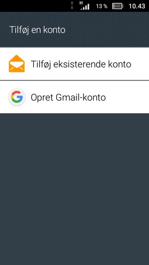 Vælg Tilføj eksisterende konto