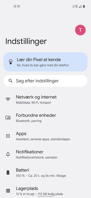 Vælg Netværk og internet