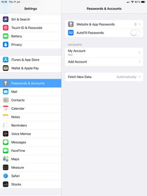 Scroll to and select Passwords & Accounts