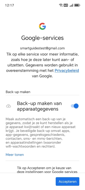 Selecteer Accepteren
