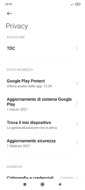 Seleziona Aggiornamento sicurezza