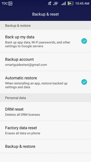 Select Backup account