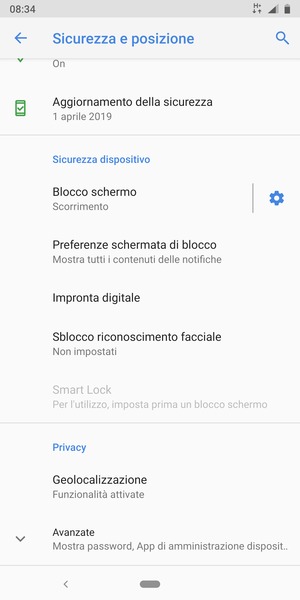 Scorri e seleziona Avanzate