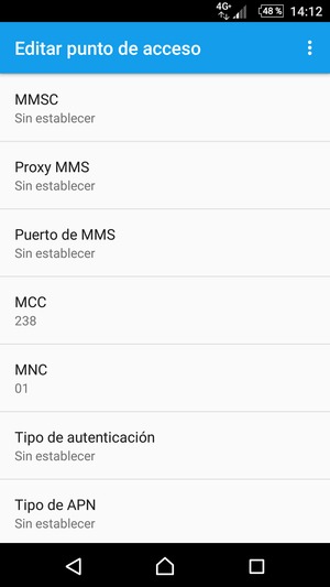 Desplácese hacia abajo e introduzca la información MMS