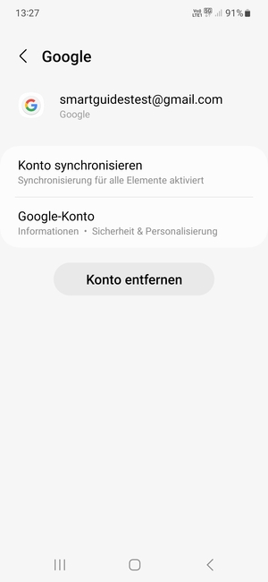 Wählen Sie Konto synchronisieren