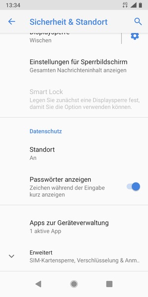 Scrollen Sie und wählen Sie Standort