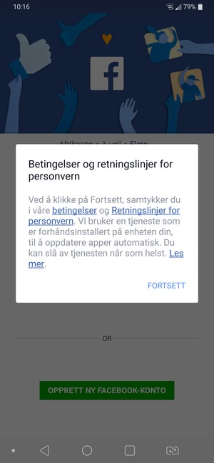 Velg FORTSETT