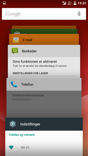 Swipe apps til højre for at lukke dem
