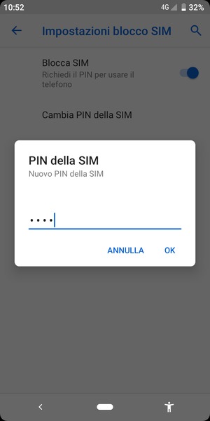 Inserisci Nuovo PIN della SIM e seleziona OK