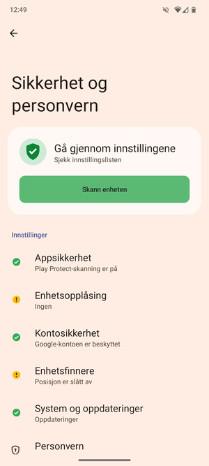 Velg Enhetsopplåsning