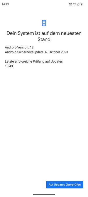 Falls Ihr Handy aktualisiert ist, wird Ihnen der folgende Bildschirm angezeigt