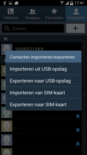 Selecteer Importeren van SIM-kaart