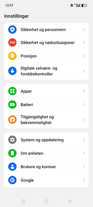 Bla til og velg System og oppdatering