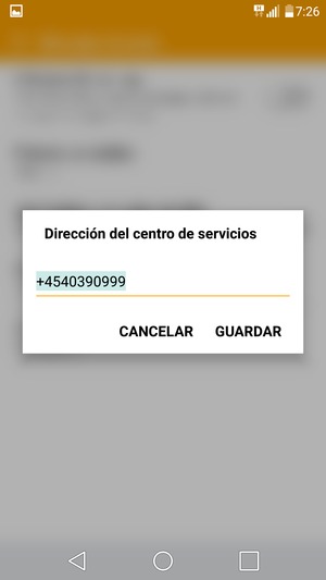 Introduzca el número del Dirección del centro de servicios y seleccione GUARDAR