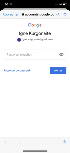 Geben Sie Ihre Passwort ein und wählen Sie Weiter