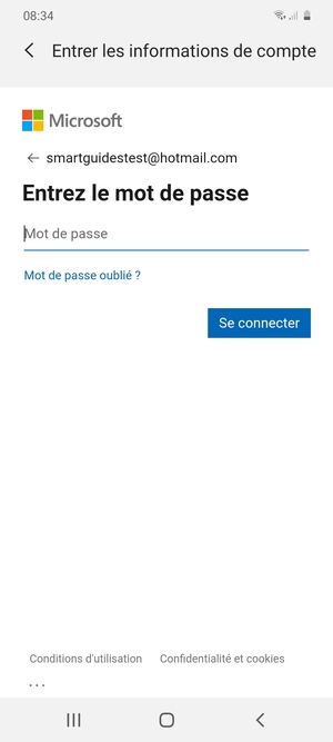 Saisissez votre mot de passe et sélectionnez Se connecter
