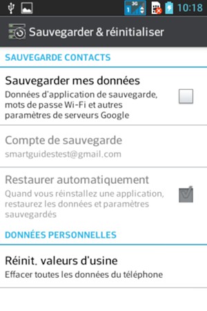 Cochez la case Sauvegarder mes données