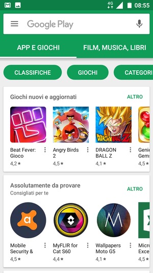 Seleziona la barra di ricerca