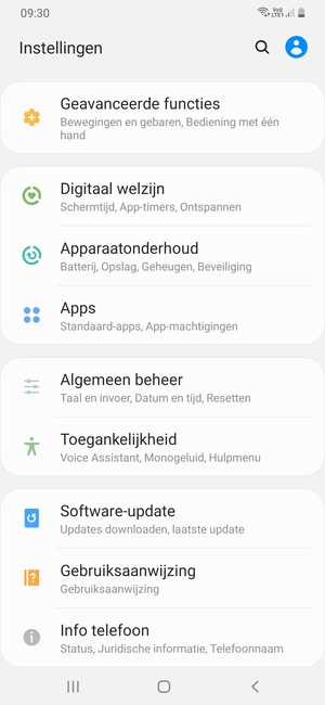 Scroll naar en selecteer Software-update