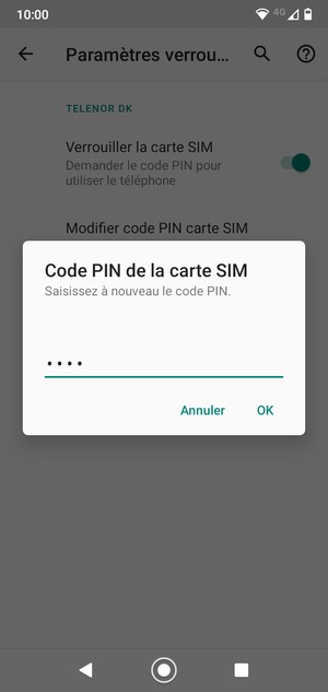 Veuillez confirmer votre nouveau code PIN de la carte SIM et sélectionner OK