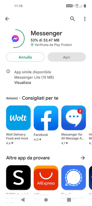 Attendi il completamento del processo di installazione