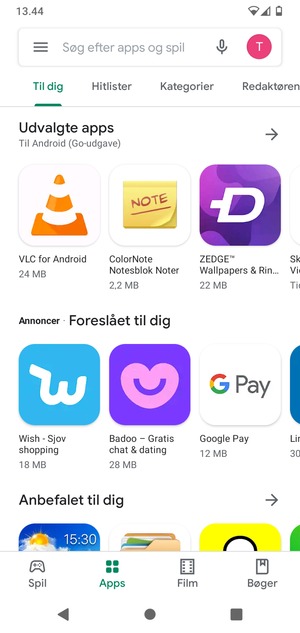 Vælg søgefeltet