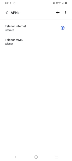 Select the Internet access point