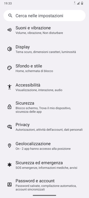 Scorri e seleziona Sicurezza