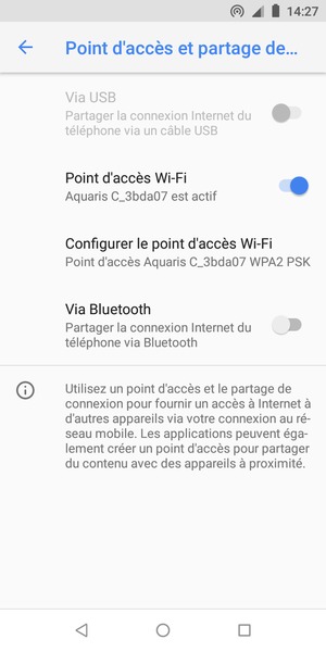 Votre téléphone est maintenant configuré pour être utilisé comme modem