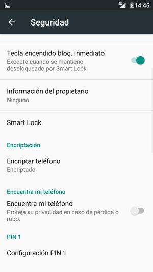 Para cambiar el PIN de la tarjeta SIM, vaya al menú Seguridad y seleccione Configuración PIN