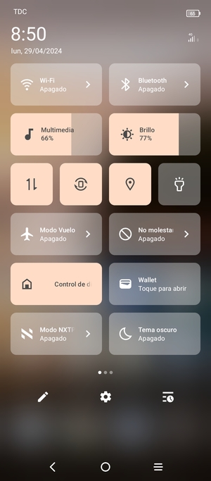 Seleccione Sonido para cambiar el modo de vibración