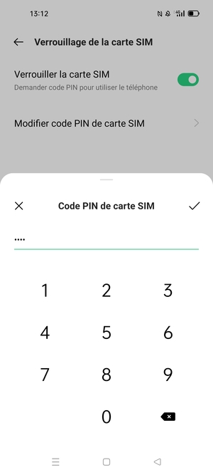 Veuillez confirmer votre nouveau code PIN de carte SIM et sélectionner OK