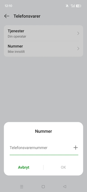 Skriv inn Telefonsvarernummer og velg OK