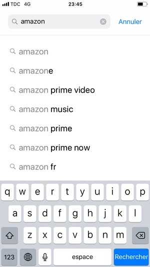 Saisissez le nom de l'appli et sélectionnez Rechercher