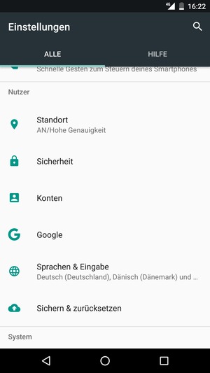 Scrollen Sie und wählen Sie Sichern & zurücksetzen