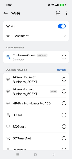 You are now connected to the Wi-Fi network