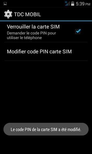 Votre code PIN de la carte SIM a été modifié