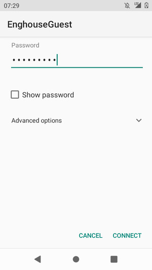 Enter the Wi-Fi password and select CONNECT