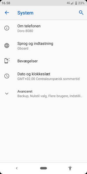 Vælg Avanceret