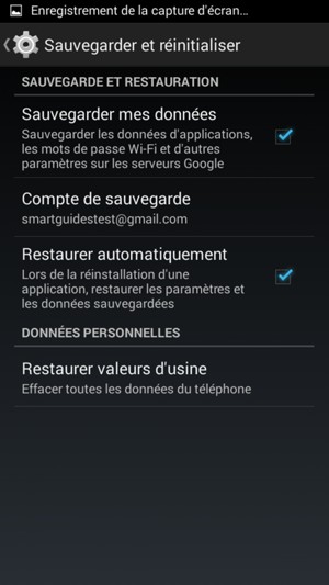 Sélectionnez Compte de sauvegarde