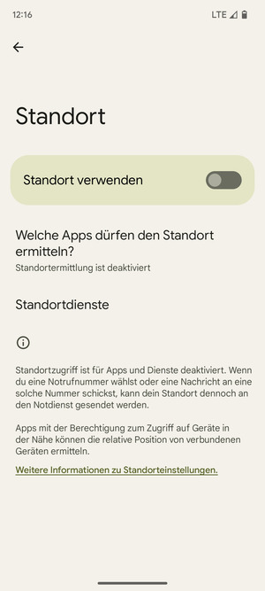 Schalten Sie Standort verwenden aus