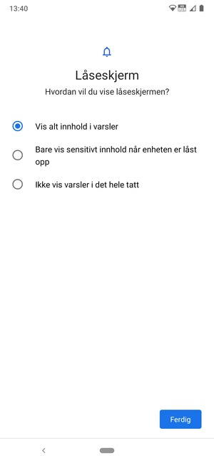 Velg ønsket alternativ og velg Ferdig